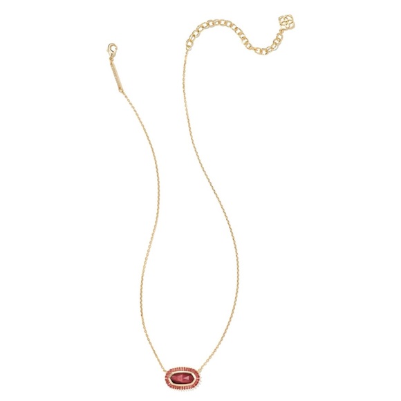 NWT Kendra Scott Baguette Elisa Pendant in Gold Red Mix - Picture 3 of 9